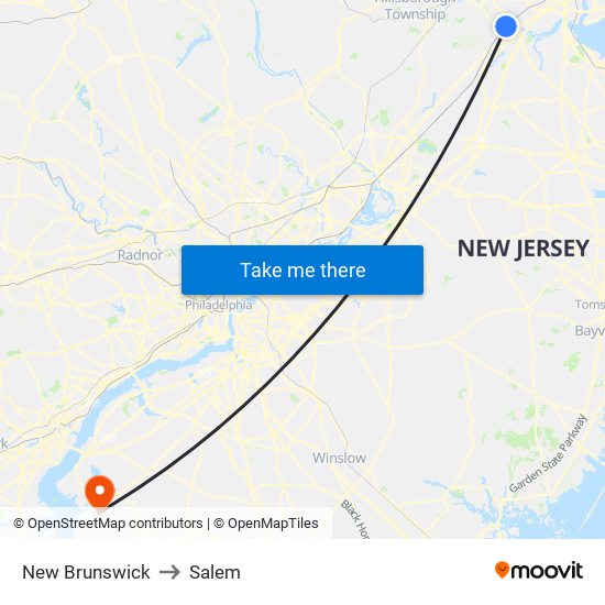 New Brunswick to Salem map