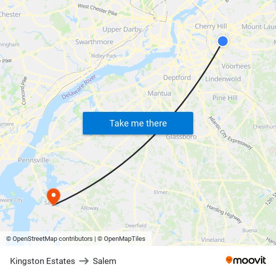 Kingston Estates to Salem map