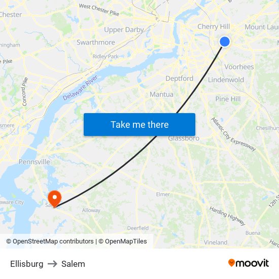 Ellisburg to Salem map