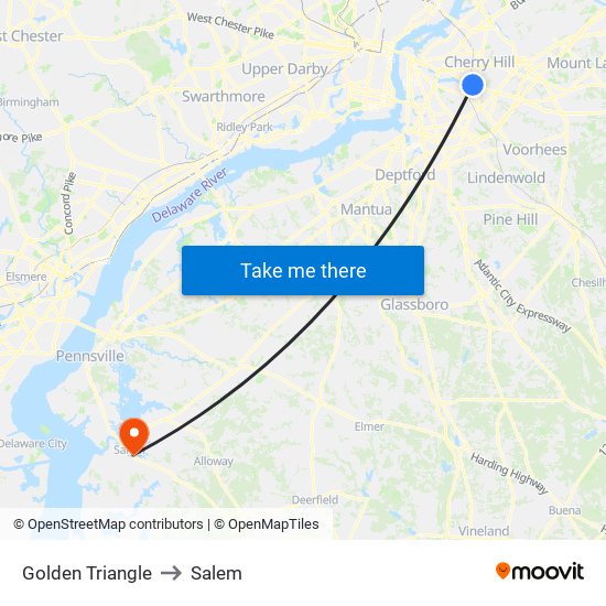 Golden Triangle to Salem map