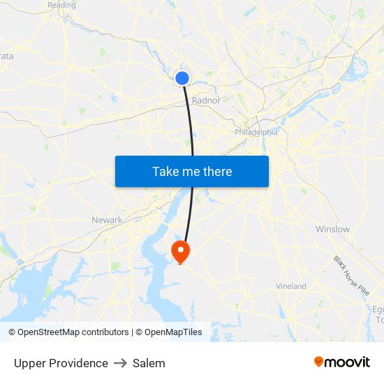 Upper Providence to Salem map