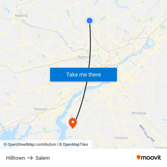 Hilltown to Salem map