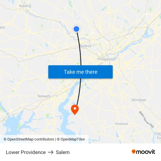 Lower Providence to Salem map