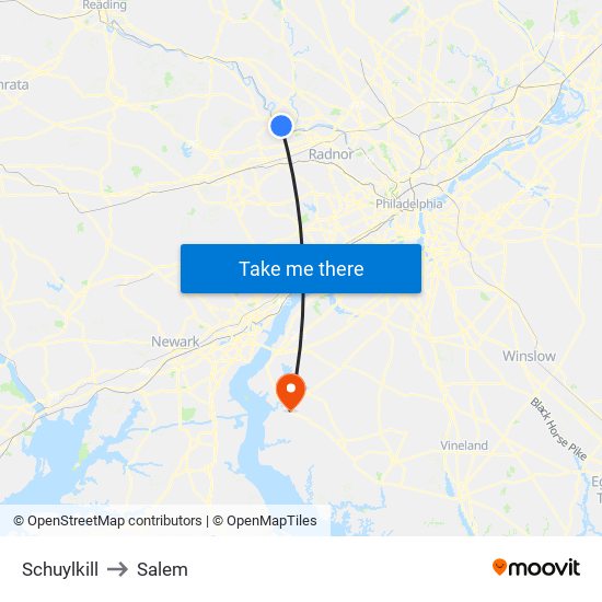 Schuylkill to Salem map