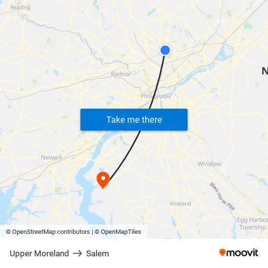 Upper Moreland to Salem map