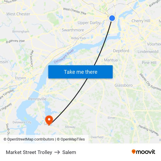 Market Street Trolley to Salem map