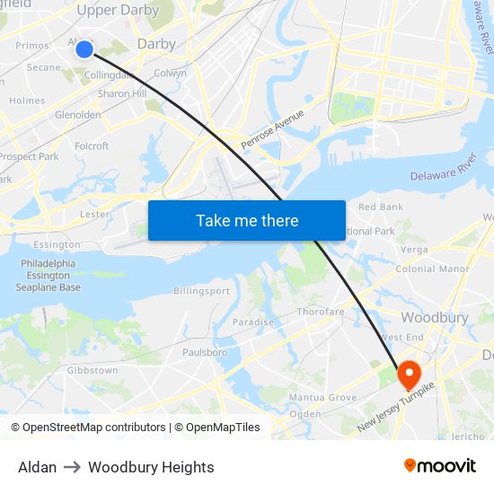 Aldan to Woodbury Heights map