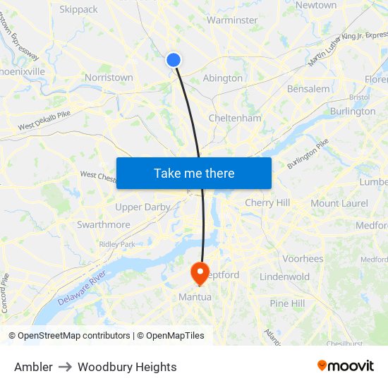 Ambler to Woodbury Heights map