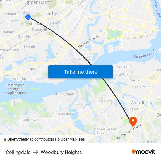 Collingdale to Woodbury Heights map