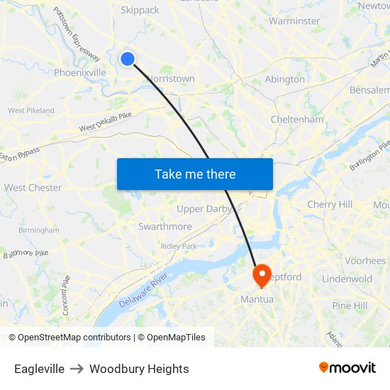 Eagleville to Woodbury Heights map