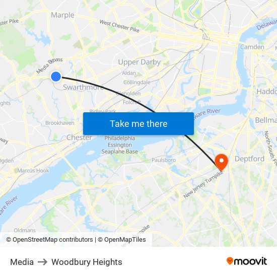 Media to Woodbury Heights map