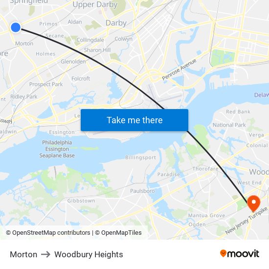 Morton to Woodbury Heights map