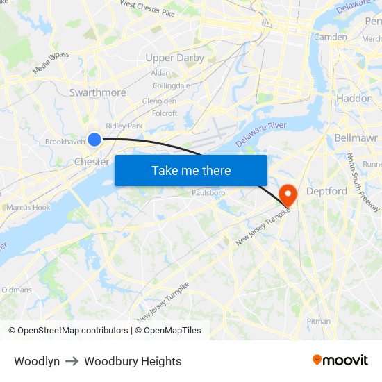 Woodlyn to Woodbury Heights map
