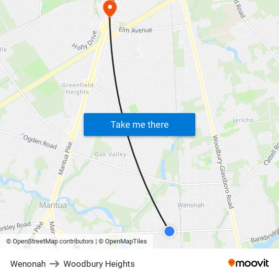 Wenonah to Woodbury Heights map