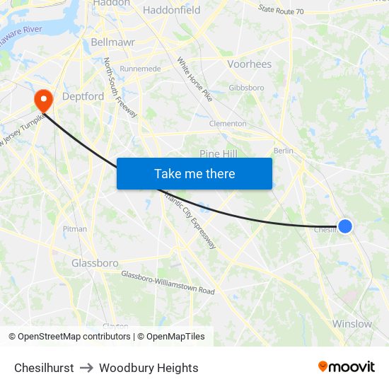 Chesilhurst to Woodbury Heights map