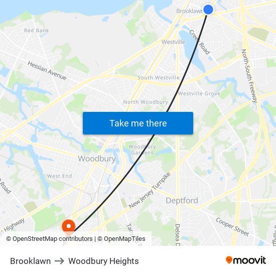 Brooklawn to Woodbury Heights map