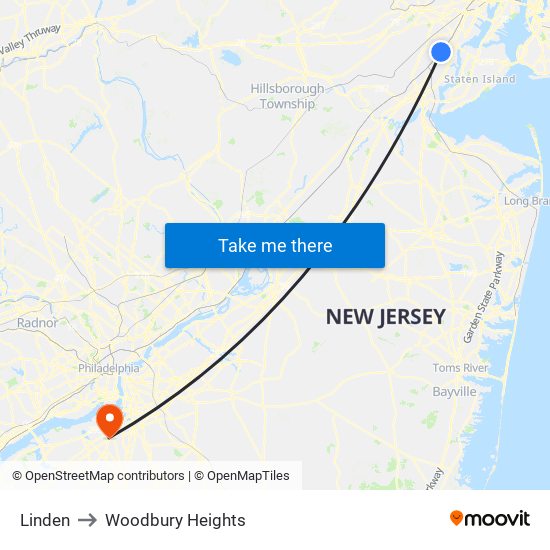 Linden to Woodbury Heights map