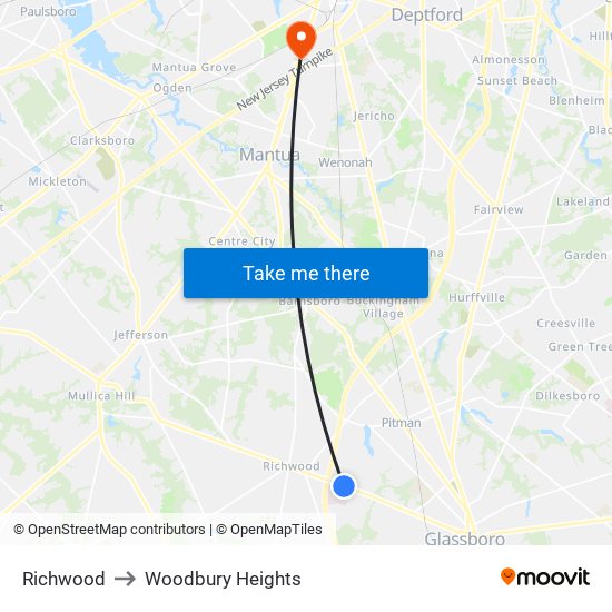 Richwood to Woodbury Heights map