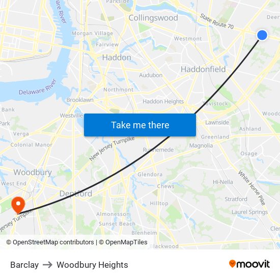 Barclay to Woodbury Heights map