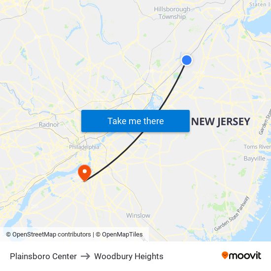 Plainsboro Center to Woodbury Heights map