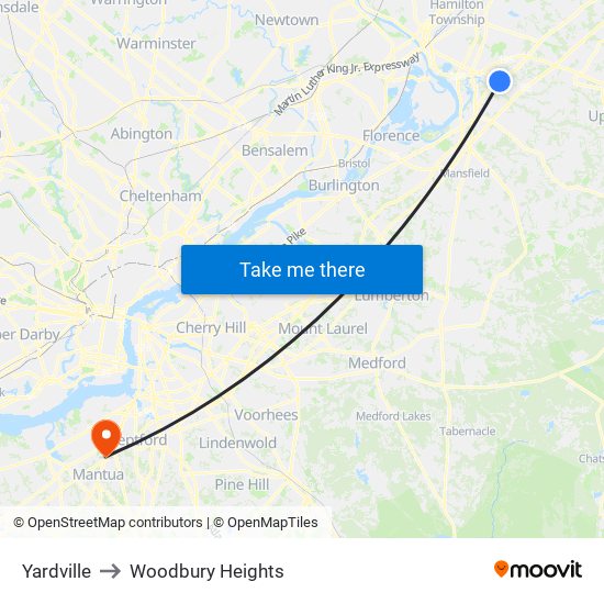 Yardville to Woodbury Heights map