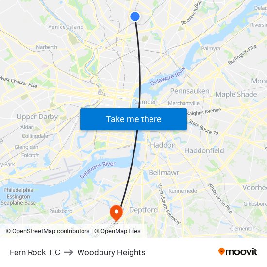 Fern Rock T C to Woodbury Heights map