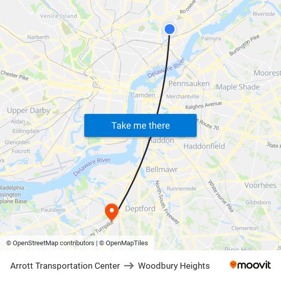 Arrott Transportation Center to Woodbury Heights map