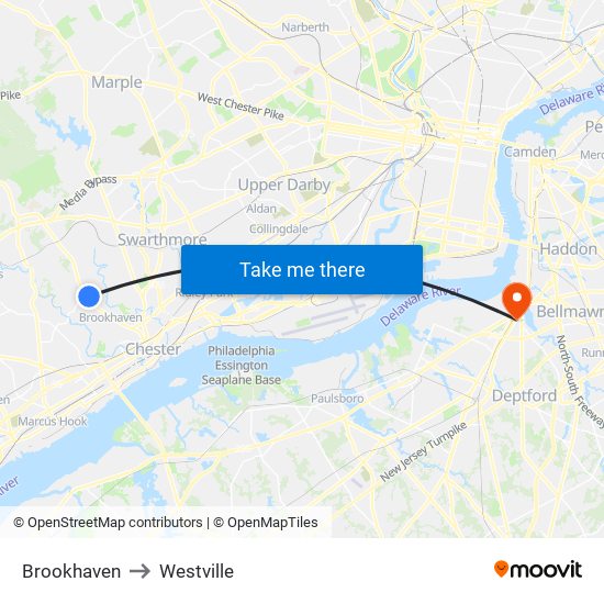 Brookhaven to Westville map