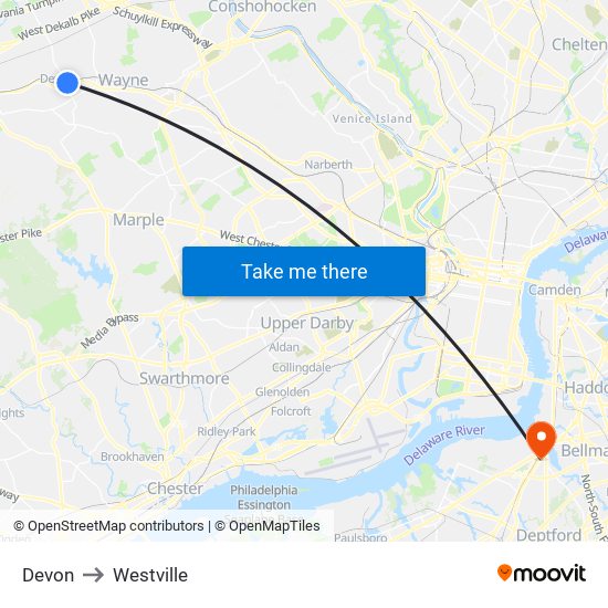 Devon to Westville map