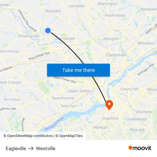 Eagleville to Westville map