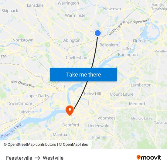 Feasterville to Westville map