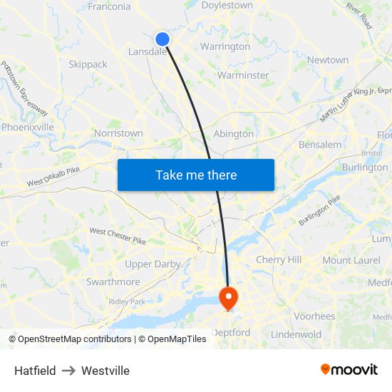 Hatfield to Westville map