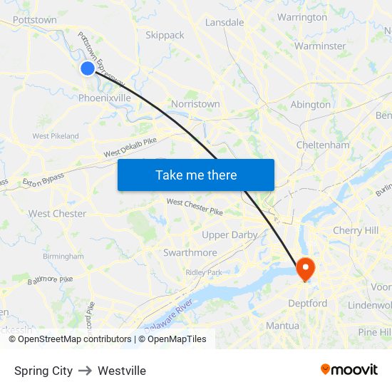 Spring City to Westville map