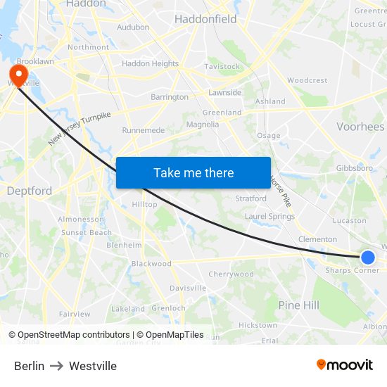 Berlin to Westville map