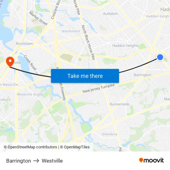 Barrington to Westville map
