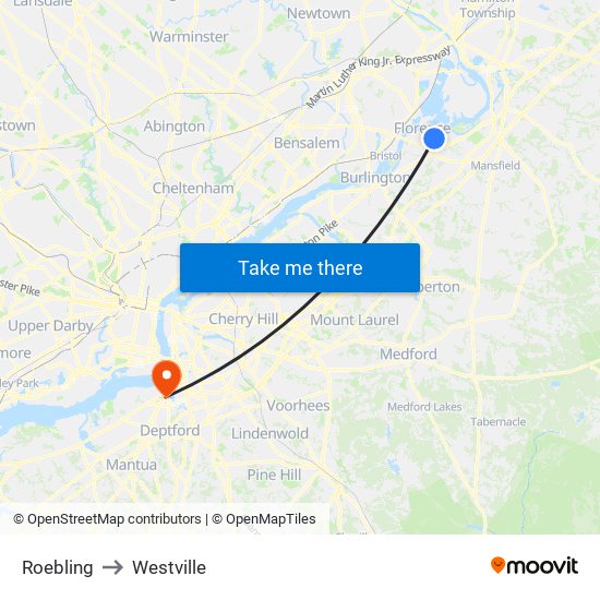 Roebling to Westville map
