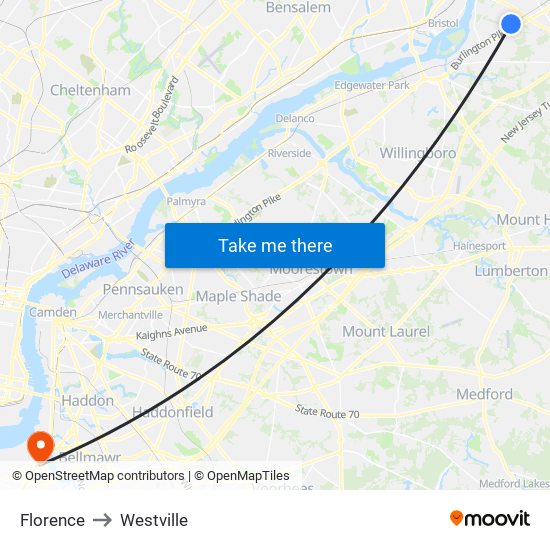 Florence to Westville map