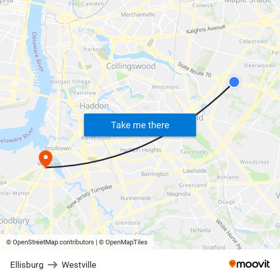 Ellisburg to Westville map