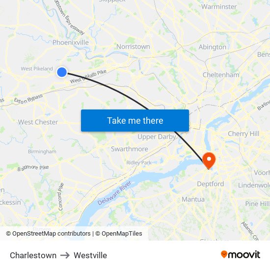 Charlestown to Westville map