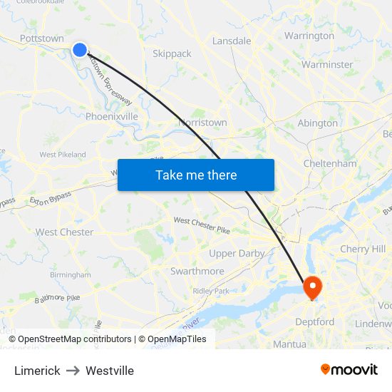 Limerick to Westville map