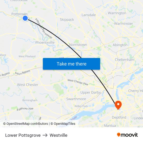 Lower Pottsgrove to Westville map