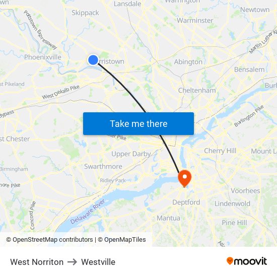 West Norriton to Westville map