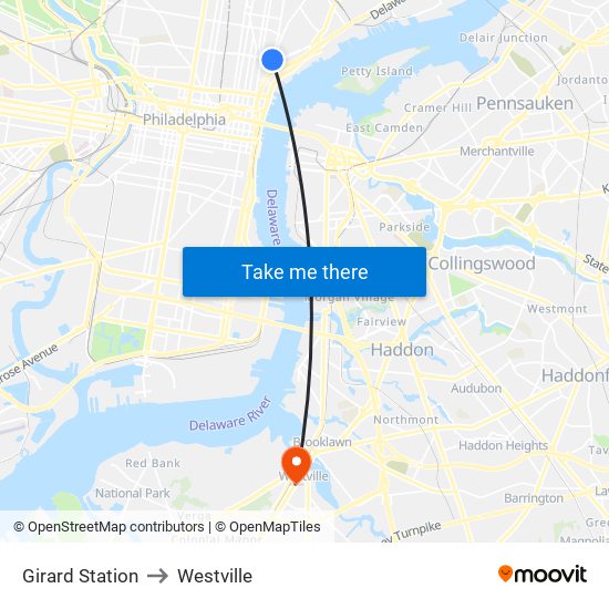 Girard Station to Westville map