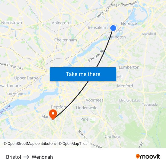 Bristol to Wenonah map