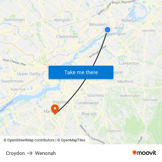 Croydon to Wenonah map