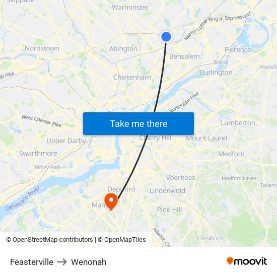 Feasterville to Wenonah map