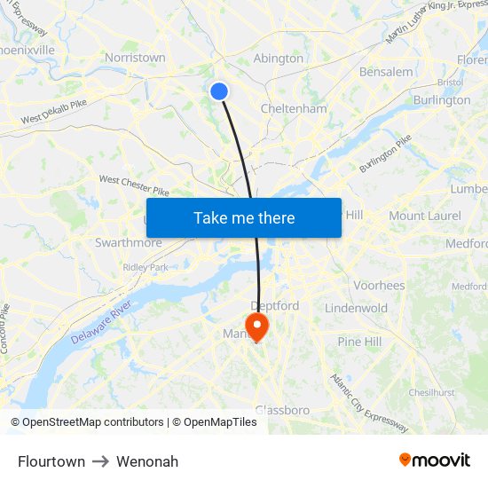 Flourtown to Wenonah map