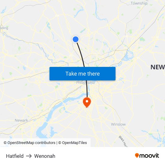 Hatfield to Wenonah map