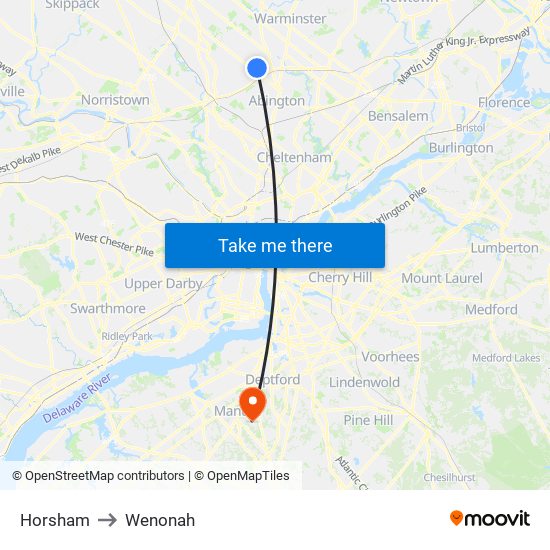 Horsham to Wenonah map