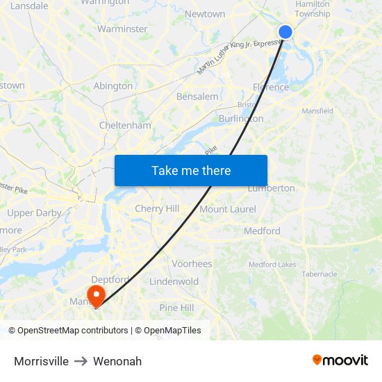 Morrisville to Wenonah map